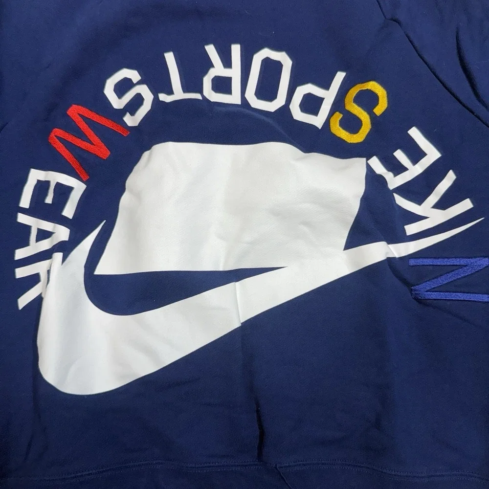 Nike Sportswear NSW French Terry Crew Neck Sweater Men's‎ Small Blue Embroidered